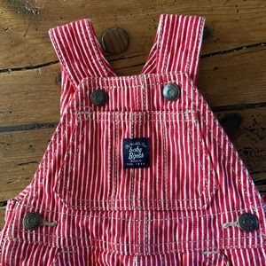 Oshkosh B’gosh Baby Vintage Red & White Striped Railroad Overalls